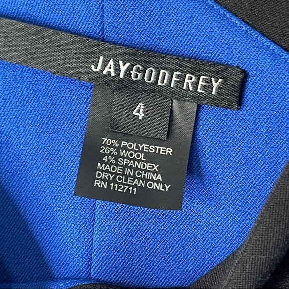 NWOT JAY GODFREY Blue & Black Colorblocked Sheath Dress,‎ Size 4 - Picture 5 of 6